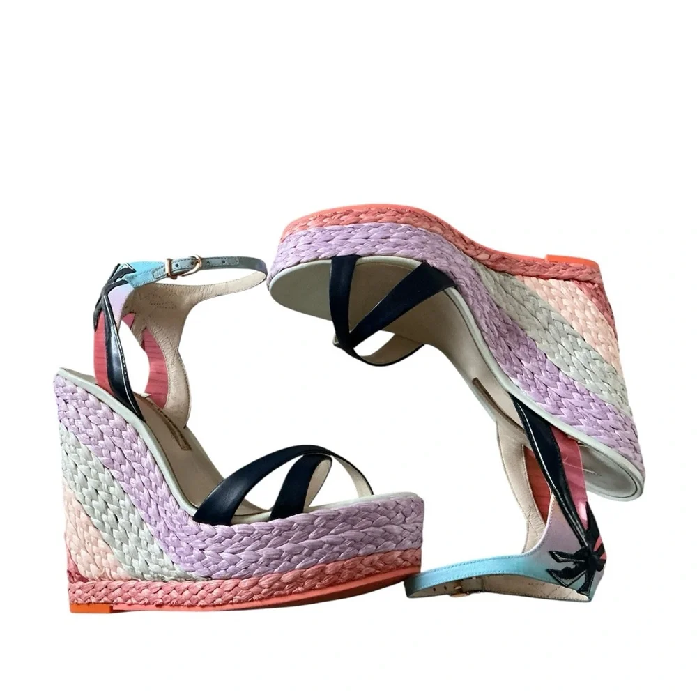 Sophia Webster Lucita MALIBU wedge sandals pastel multicolor size 40 espadrille